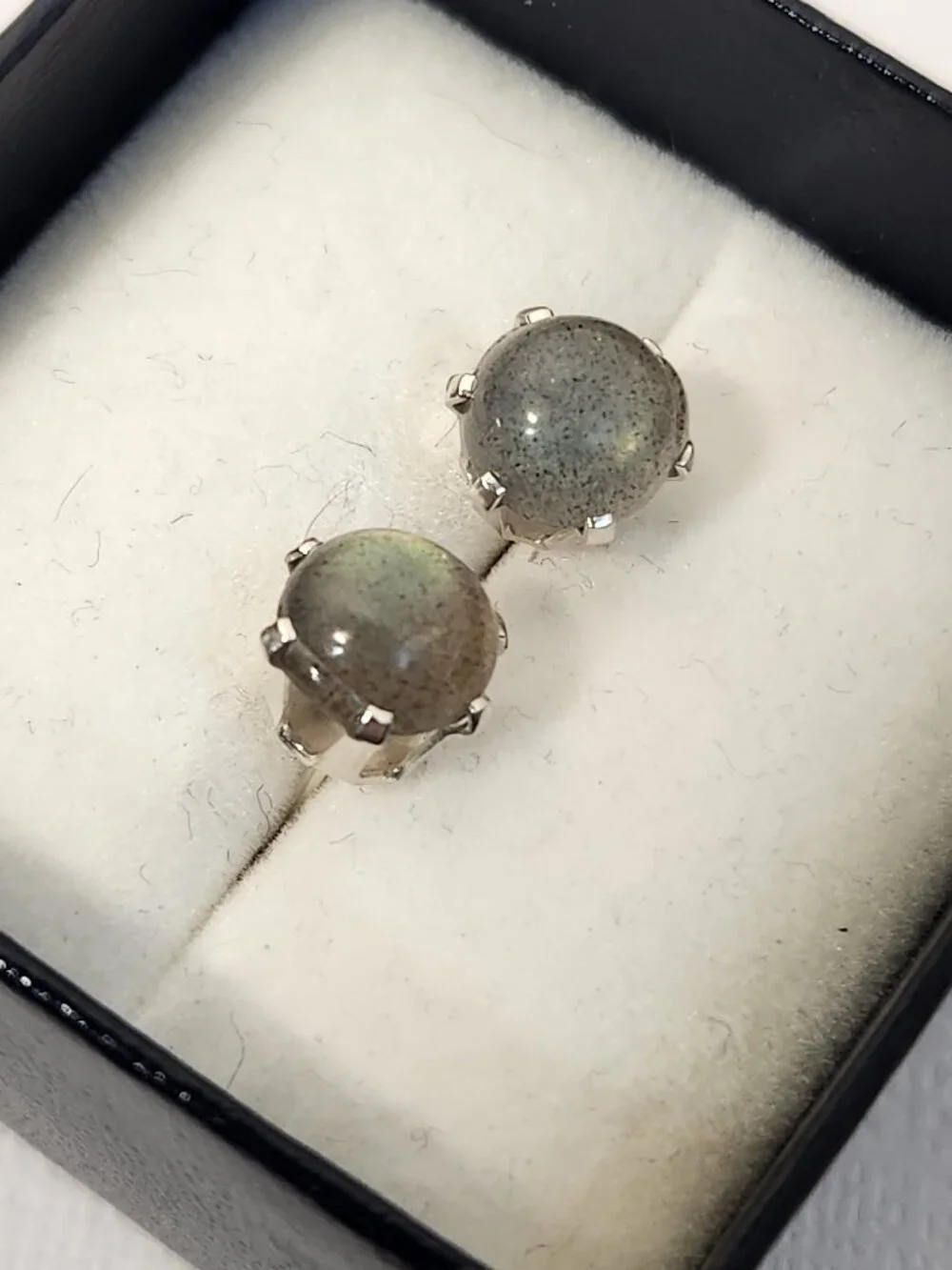 Natural Malagasy Labradorite 9mm Round Stud Earrings 925 Sterling Silver
